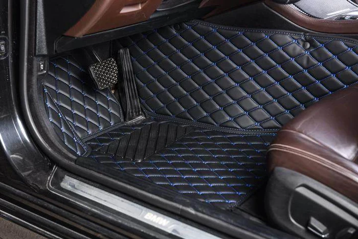 Black & Blue Stitching Custom Car Floor Mats - Image 3