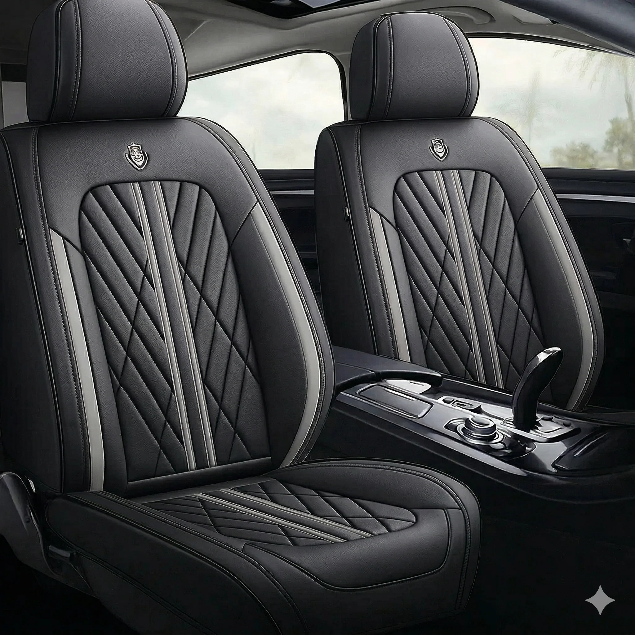 Black & Gray Car Seat Covers - Image 2