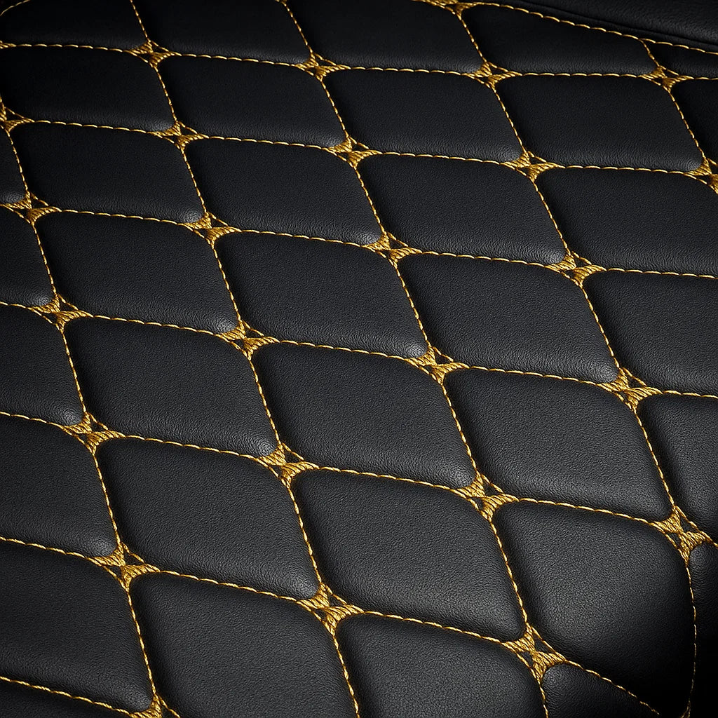 Black & Yellow Stitching Custom Car Trunk Mats - Image 2