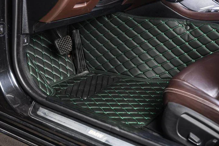 Custom Black & Green stitching Car Floor Mats - Image 3