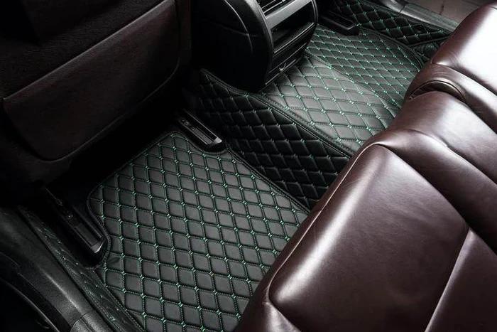 Custom Black & Green stitching Car Floor Mats - Image 4