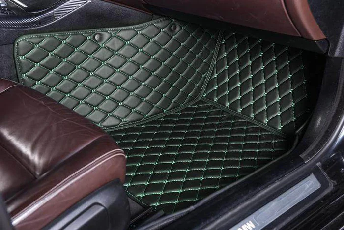 Custom Black & Green stitching Car Floor Mats - Image 5