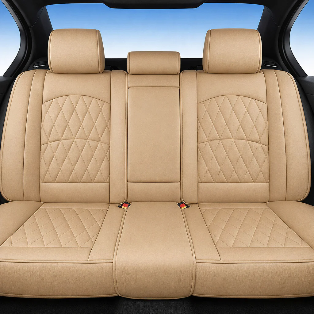 Beige Quilted Leather Seat Covers - Image 4