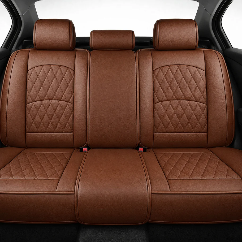Brown Quilted Leather Seat Covers - Image 4