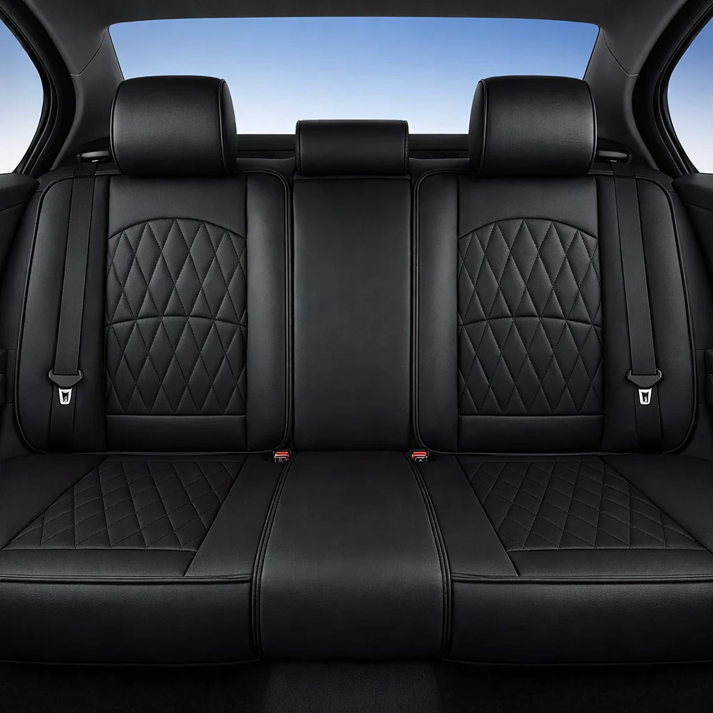 Black Quilted Leather Seat Covers - Image 4